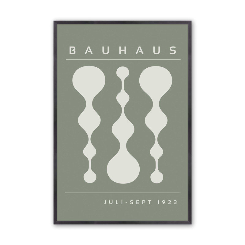 Green Retro Bauhaus Poster II Print, 17.25" H x 13.25" W x 1.25" D, Weathered Zinc