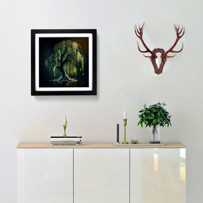 Weeping Willow Abstract Art - Framed Print, Black