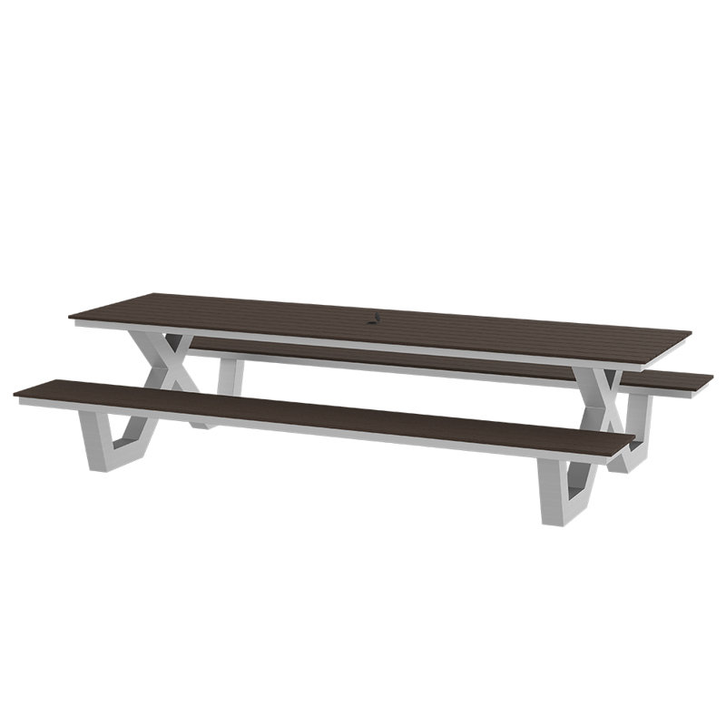 Table de pique-nique rectangulaire 10 personnes Vienna, Espresso, P 96 po x l 73 po x H 29 po