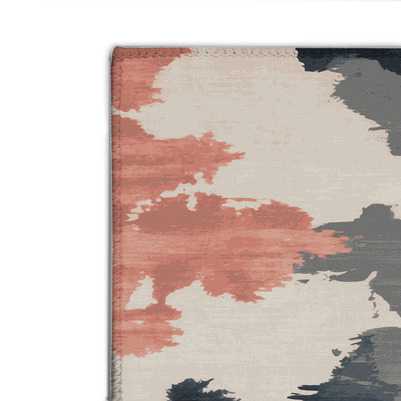 Tapis intérieur et extérieur gris Watercolor, Rectangulaire 2 pi x 3 pi