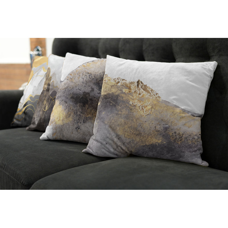 Housse de coussin Millersburg, Moutarde / gris taupe, 12 po x 20 po