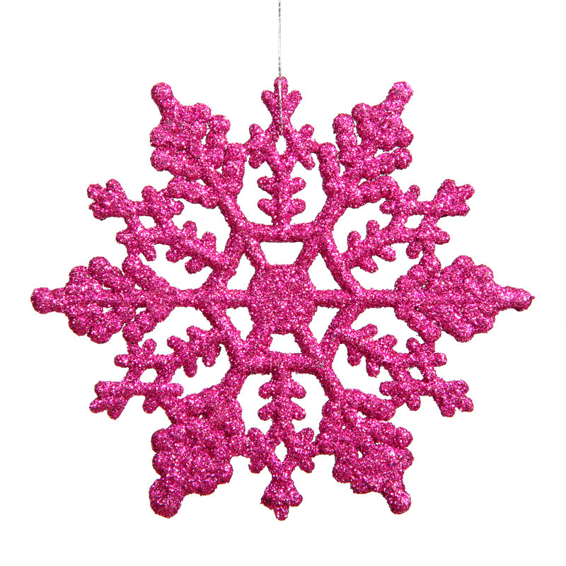 Mocha Glitter Shatterproof Plastic Snowflake Ornaments, Set of 12