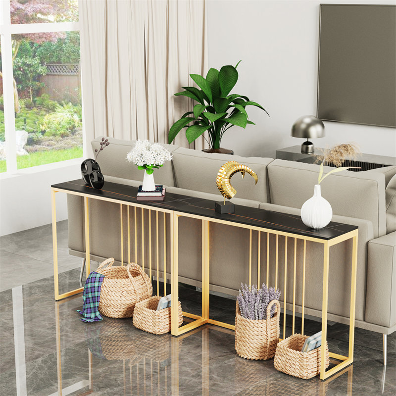 Marble Top Console Table, Black, 78.5cm H x 100cm W x 30cm D