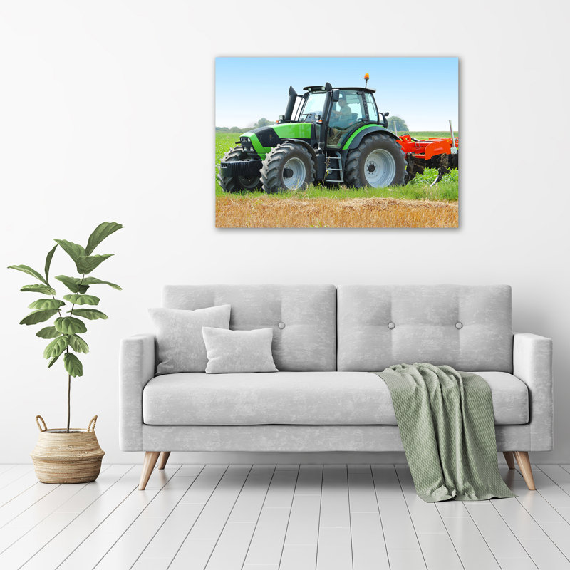 Tractor On The Field - Unframed Art Prints on Glass