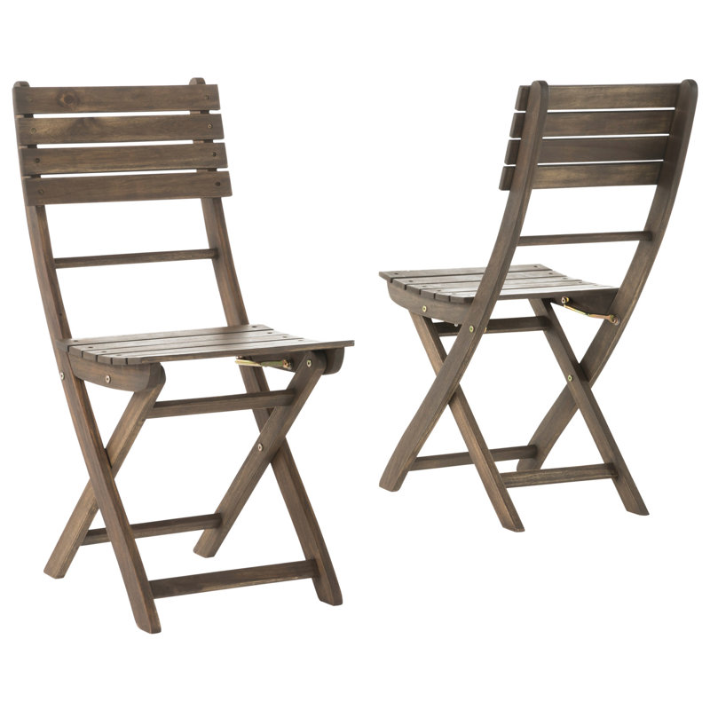 Wood Folding Dining Chairs, & Weather , Grey, 2 Water-, No Assembly Needed,