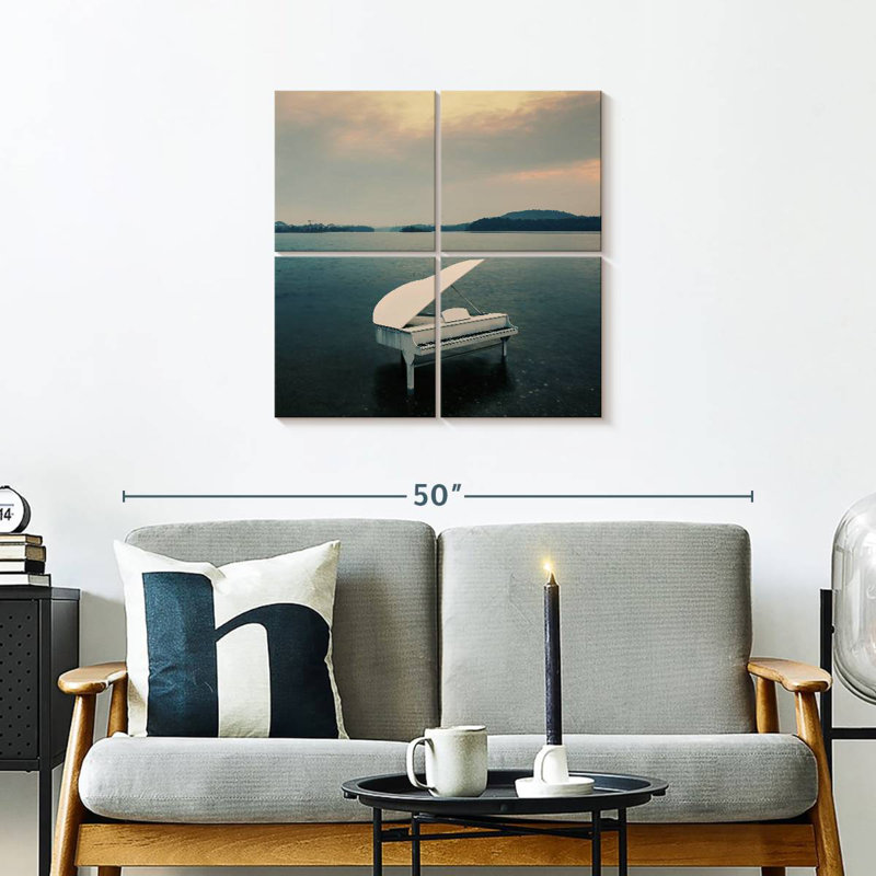 Piano au bord de la mer, H 26 po x l 26 po