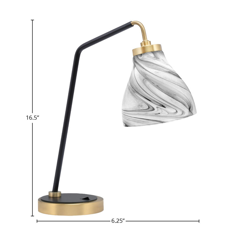 Lampe de bureau en acier inoxydable Guerrini, Noir mat / laiton