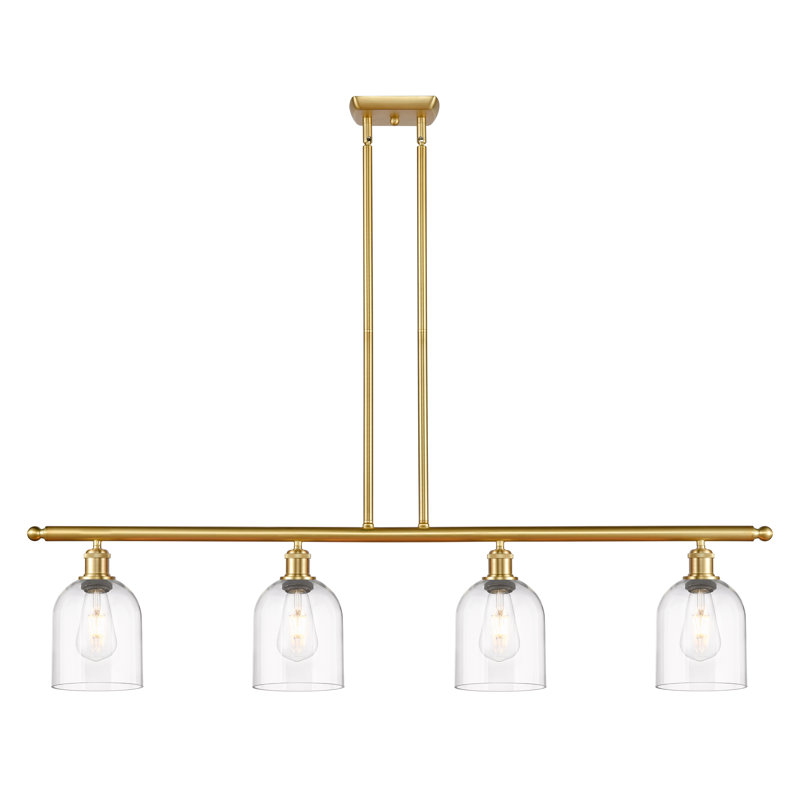 Odaniel 4 - Light Kitchen Island Pendant, White Polished Chrome, Clear