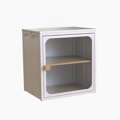 Single Sturdy & Convenient  Foldable  Cabinet, Durable Steel-Wood Combo with Anti-Slip Design & Quick Fold & Install, Easy to DIY Storage Container with door