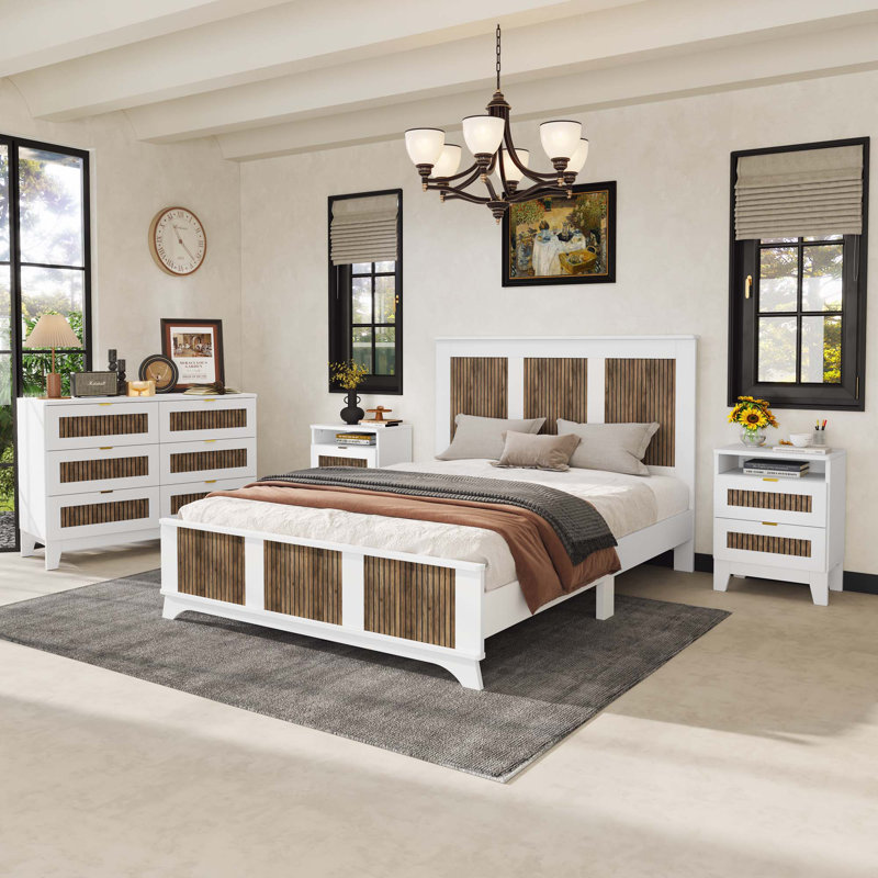 Ensemble de chambre à coucher 4 pièces, Grand, Blanc
