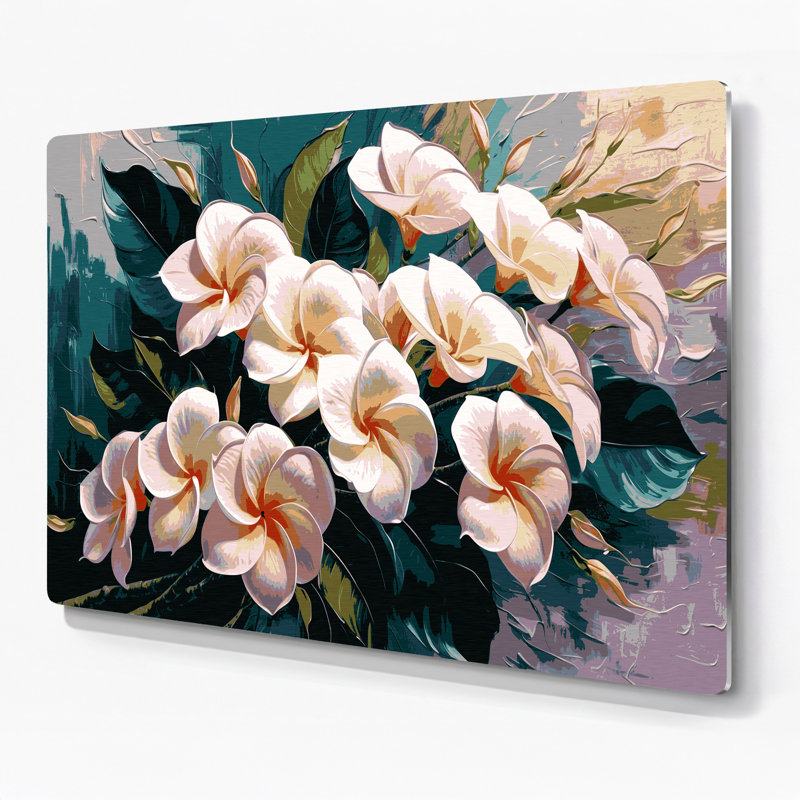 Art mural botanique gris Plumeria, H 11 po x l 14 po