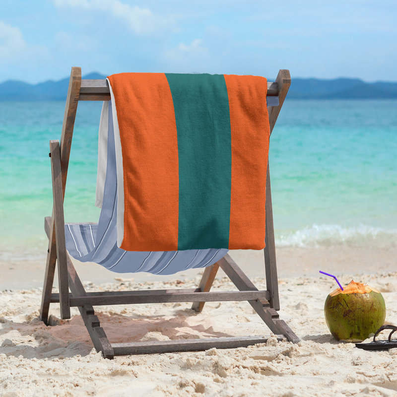 Beach Towel, Orange/Dark Aqua