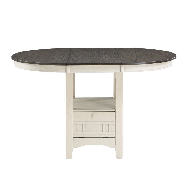 Table de salle à manger haute avec fini blanc antique et brun rosé