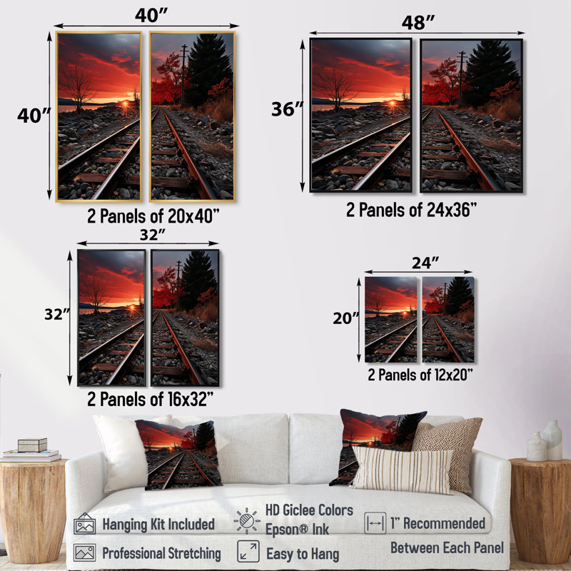 Train, train rouge, paysage I, Black, 36" H x 48" W, Impression encadrée flottante