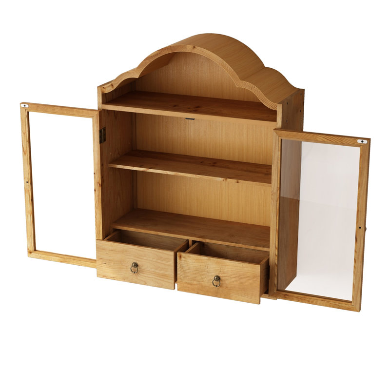 Armoire murale vintage en bois massif avec un élégant plateau ondulé