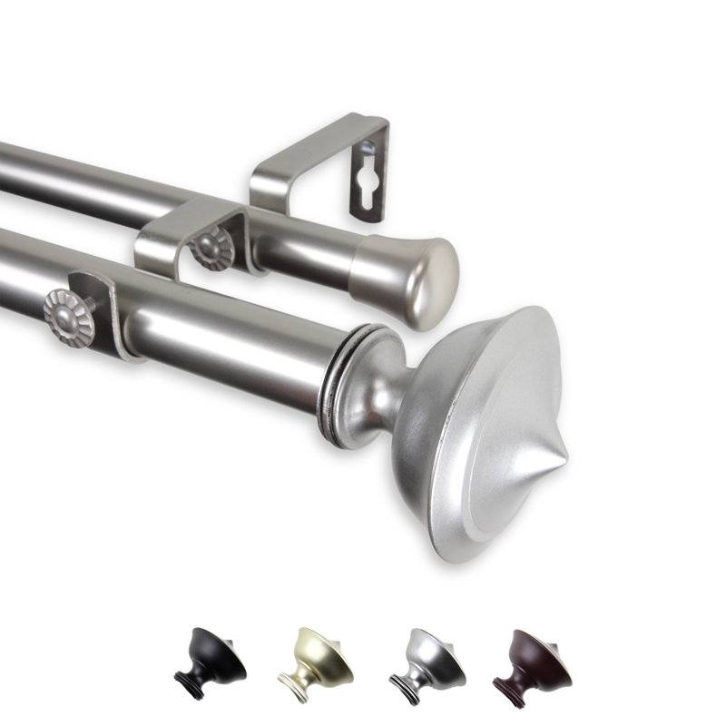Tringle à rideaux double Moffat, Nickel satiné, l 160 po à 240 po