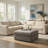 Aval Oversized Accent Ottoman, 44 Inch Square Ash Gray Polyester
