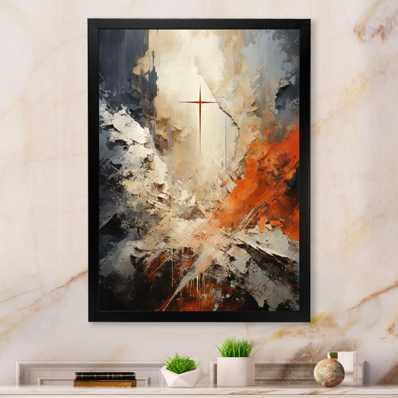Minimalisme Christianisme croix rêve - Christianisme grand art mural, H 44 po x l 34 po, Cadre photo unique, Noir