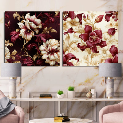 Maldon - Ensemble de 2 collages floraux carrés
