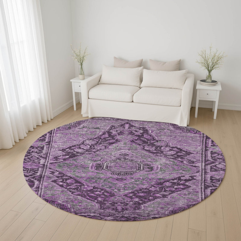 Tapis de qualité supérieure lavable à la machine Lucchesi AMF1761, Rond 8 pi