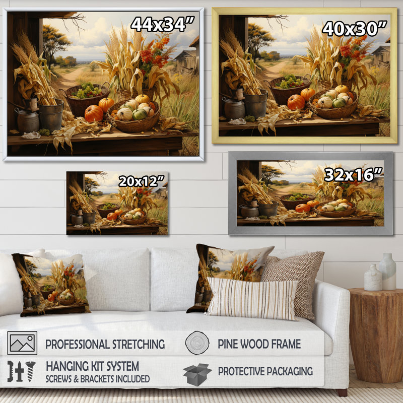 African Harvest Abundance III - Art mural africain, Cadre flottant blanc, H 30 po x l 40 po x P 1,5 po
