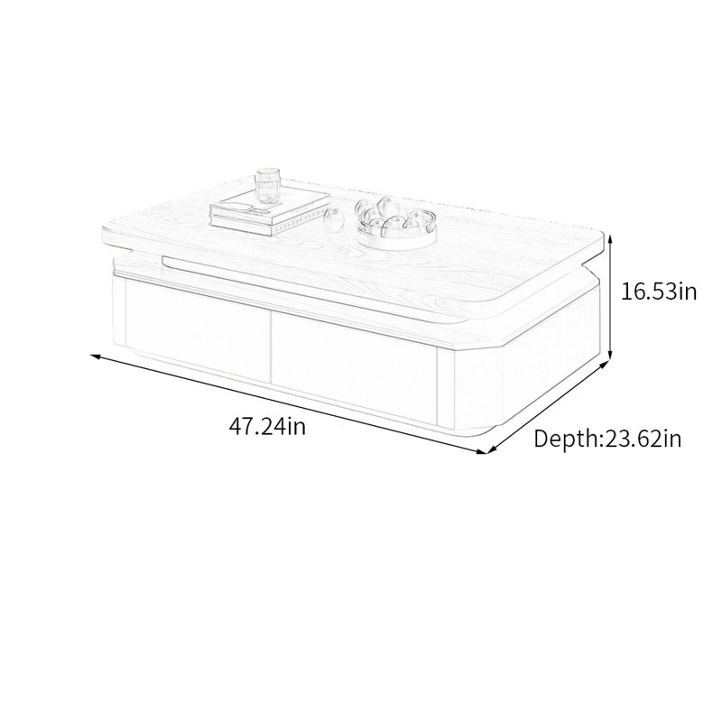 Table basse Minimalist Storage, H 16,53 po x l 47,24 po x P 23,62 po, Brun, Noir