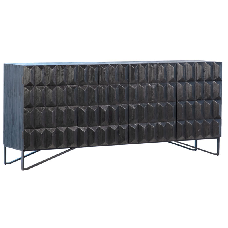 Polley 84" Reclaimed Pine Wood Sideboard, Antique Black