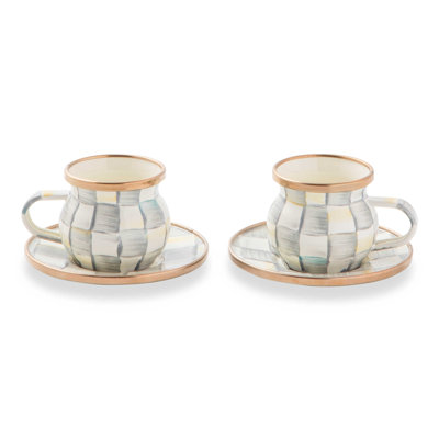 Sterling Check Espresso Cup & Saucer