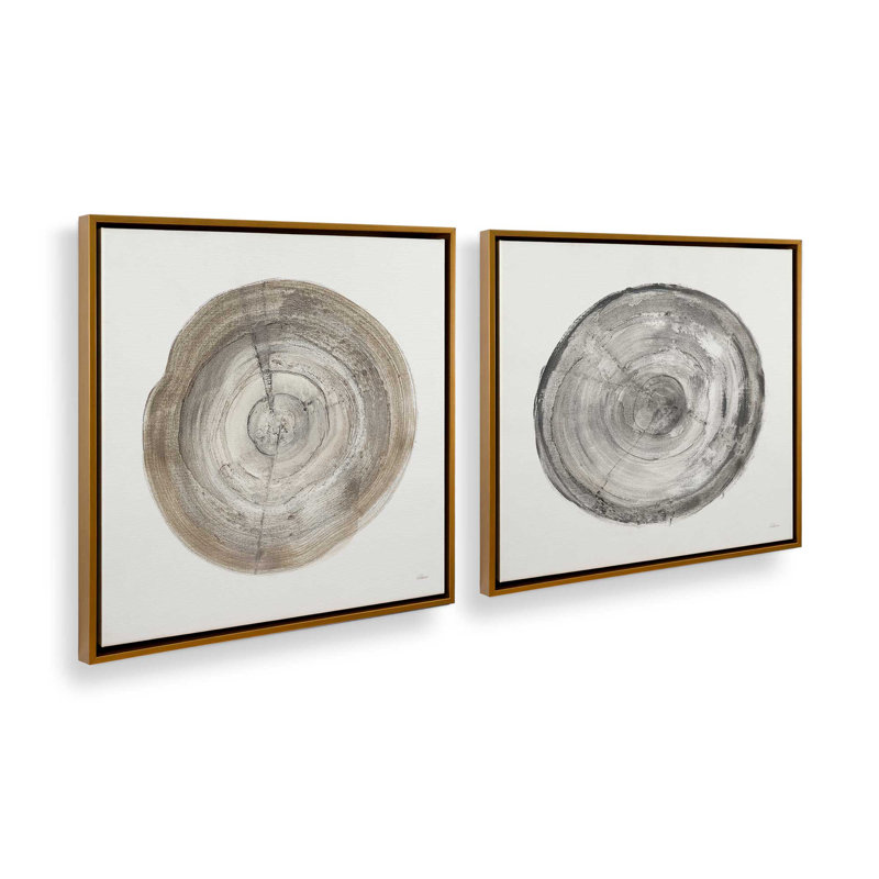 Ensemble de 2 impressions sur toile Rings of Time Duo II, Cadre flottant or poli, H 17 po x l 34 po x P 1,75 po
