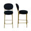 Ensemble de 2 tabourets de bar rembourrés en velours avec tabouret de comptoir rond avec dossier et repose-pieds pour îlot de cuisine-1217596337