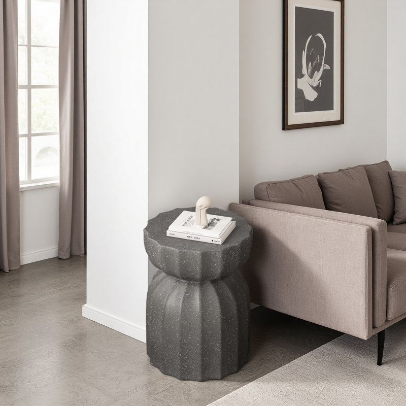 13" Modern Outdoor And Indoor Waterproof Coffee Table And Side Table Set, Durable Mgo Cement Design, Gray