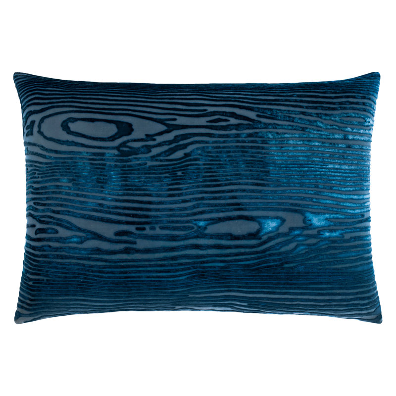 Woodgrain Velvet Pillow Cover & Insert, Cobalt Black, Rectangle 14"H x 20"W