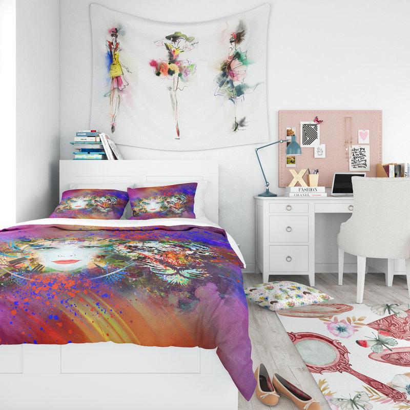Ensemble de housse de couette modern adolescent, Housse simple + 1 taie décorative