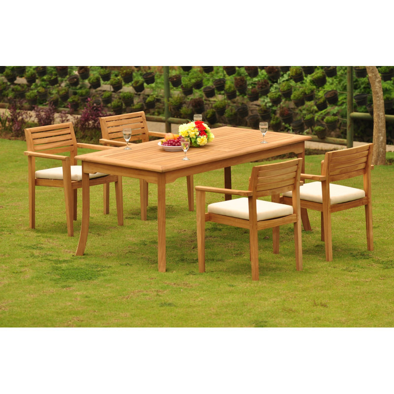 Longbridge Outdoor 7 - Piece Teak Dining Set, 4, 30" H x 71" L x 36" W