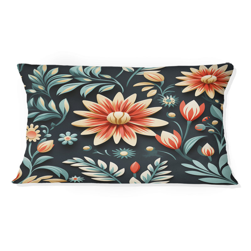 Tribal Green Damask Accents - Coussin décoratif imprimé damassé