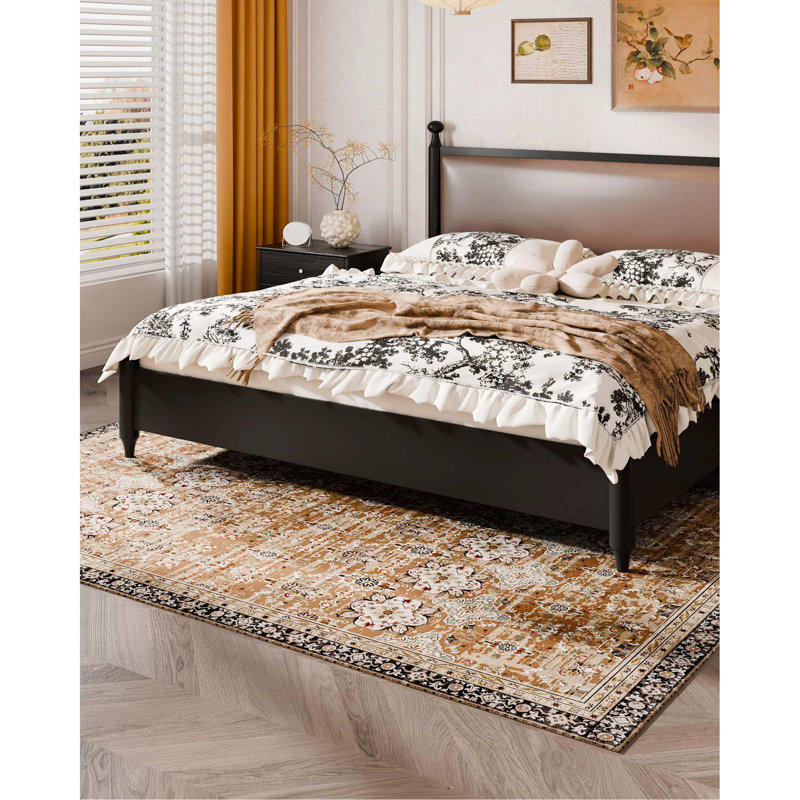 Large Area Rug 6 X 9 Ft Anti-Skid Tear-Resistant Floor Mat Vintage Brown Green, Rectangle 6" x 9"