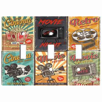 Couvercle de plaque d'interrupteur en métal; Bascule standard US 3 bandes - affiches de cinéma