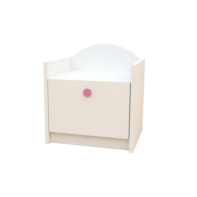 Szn02 bedside table, white, pink handle