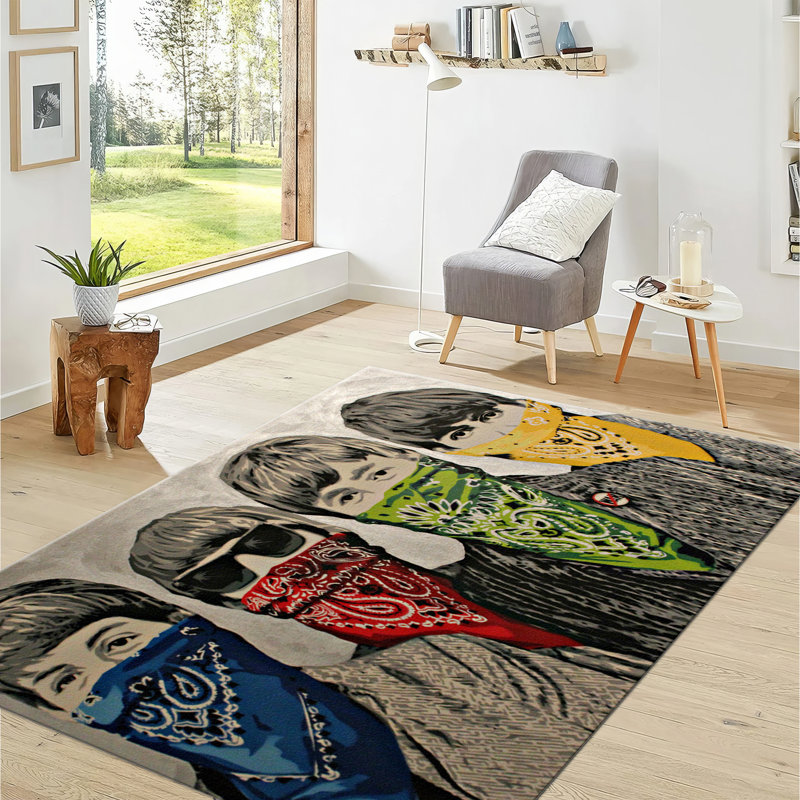 Floral Array Non Woven Soft Printed Rug Featuring Artistic Blossom Design in Neutral Tones for an Elegant and Cozy Addition to Your Living or Bedroom Decor