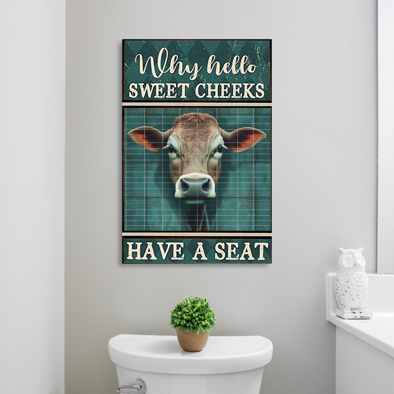 Tête de vache pourquoi «Hello Sweet Cheek», reproduction d'art graphique sur toile tendue, H 36 po x l 24 po x P 1,25 po