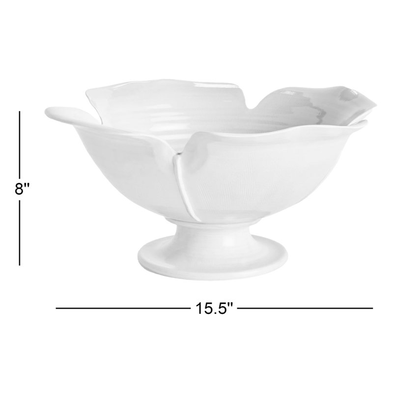 Petalo Handmade Ceramic Decorative Bowl, White