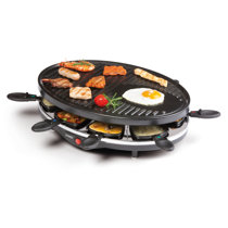 MasterChef Dual Cheese Raclette Table Grill w Non-stick Grilling Plate and  Cooking Stone- Deluxe 8 Person Electric Tabletop Cooker- Melt Cheese and  Grill Meat and Vegetables at Once- 19 x 8 x