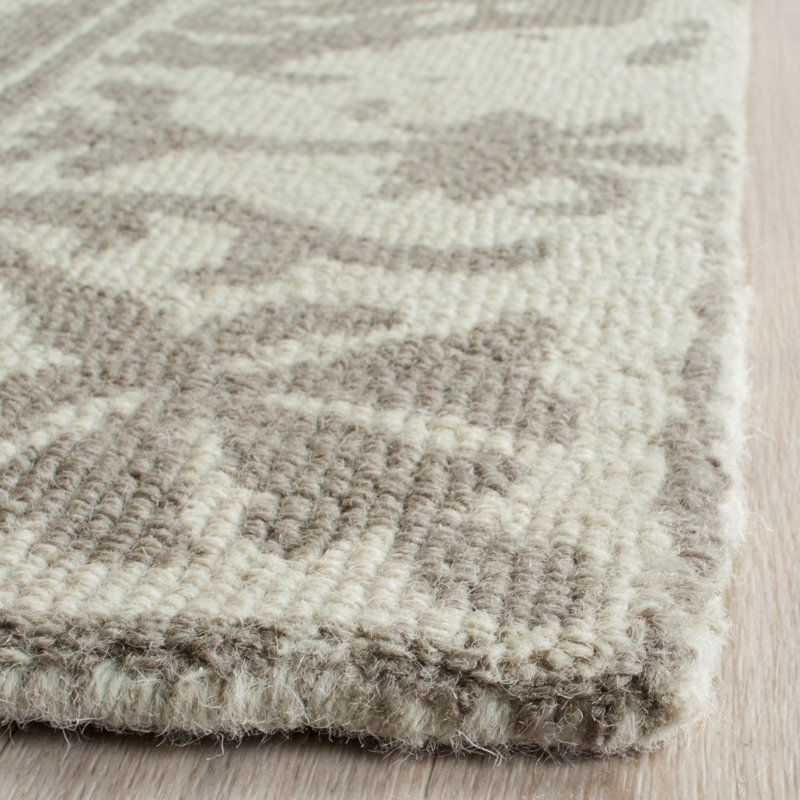 Tapis brun / crème en laine touffeté à la main Ellicottville, Rectangle 2 pi x 3 pi