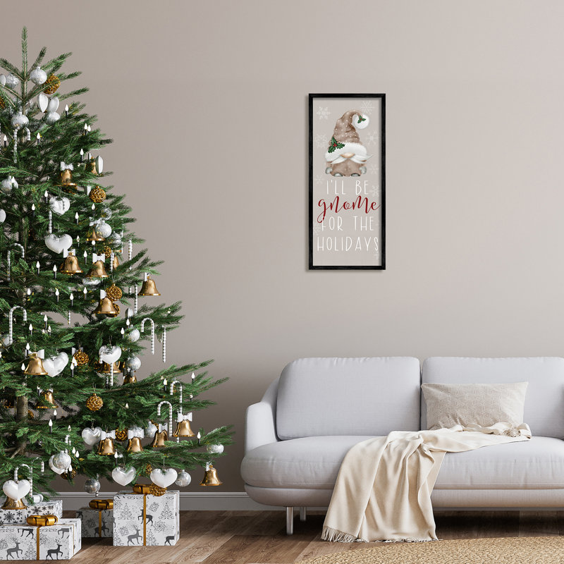 Gnome pour les Fêtes, texte neutre aux tons neutres, estampe numérique encadrée par Lux + Me Designs