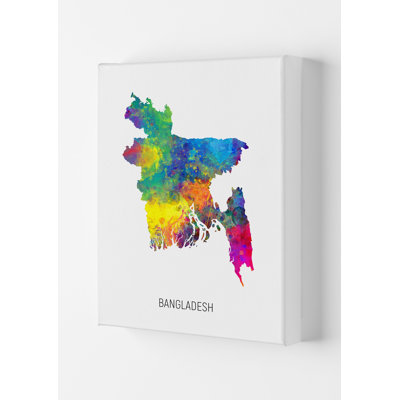 Bangladesh Watercolour Map by Michael Tompsett - Print