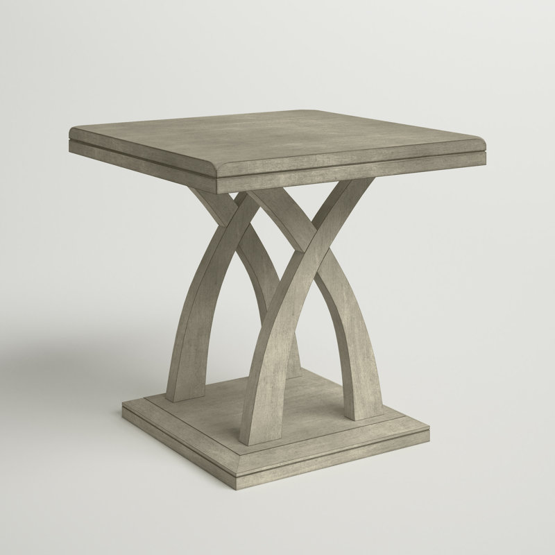 Almeta Solid Wood Top End Table, Light Gray
