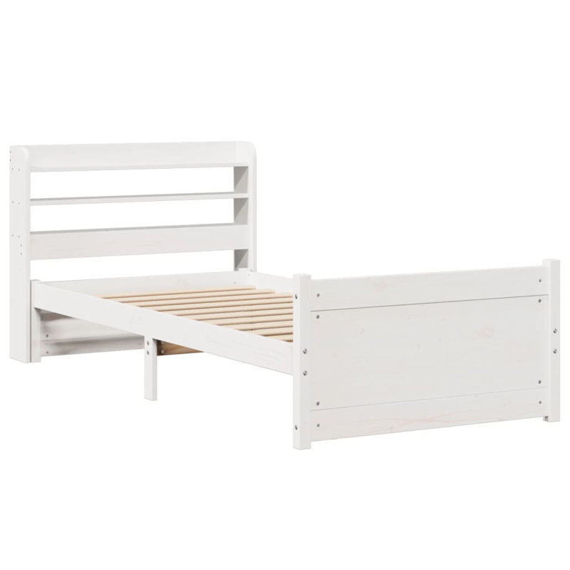 Bed Frame With Headboard Without Mattress White, 85cm x 208cm
