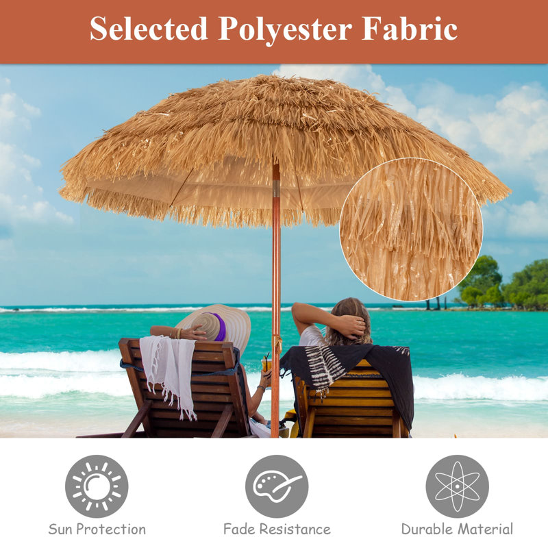 180 cm W X 180 cm D Tilt Beach Parasol with Manual Lift