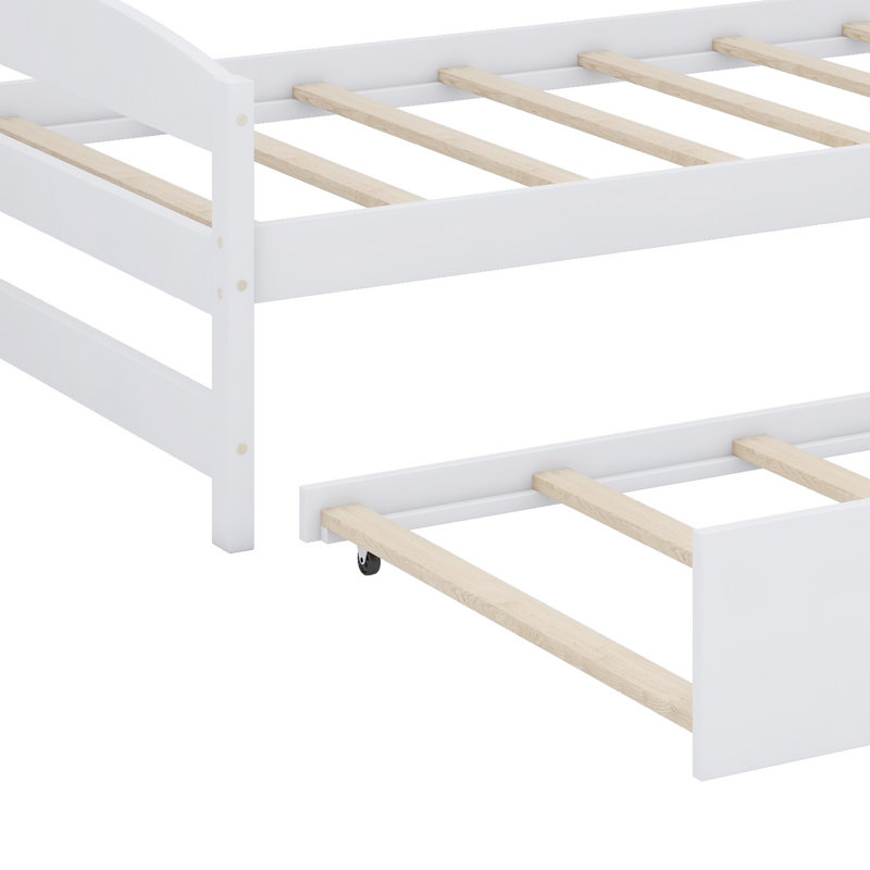 Lit plateforme avec lit gigogne, Blanc