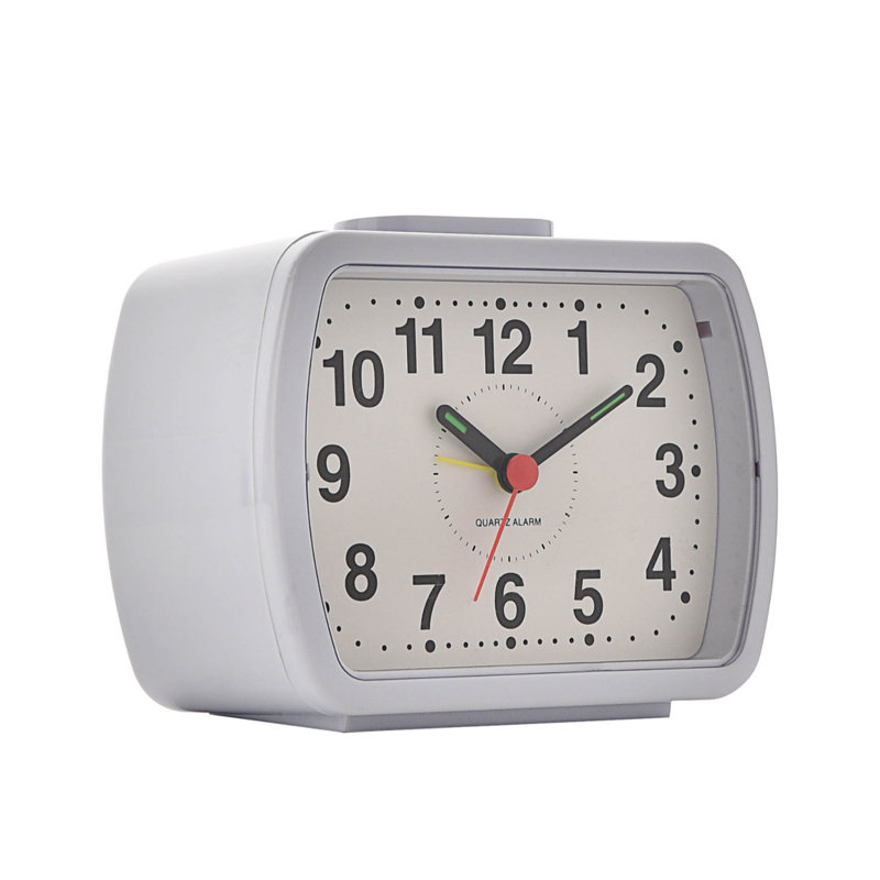 Analogue Quartz Movement / Crystal Alarm Tabletop Clock in White
